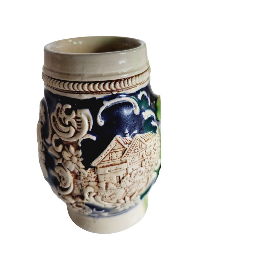 Vintage German Beer Stein Blue Cream Stoneware Marzi and Remy Beer Mug Marked - Picture 7 of 9
